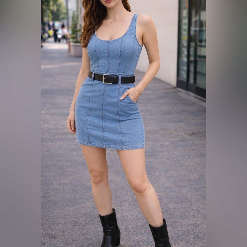 Denim Sleeveless Mini Dress